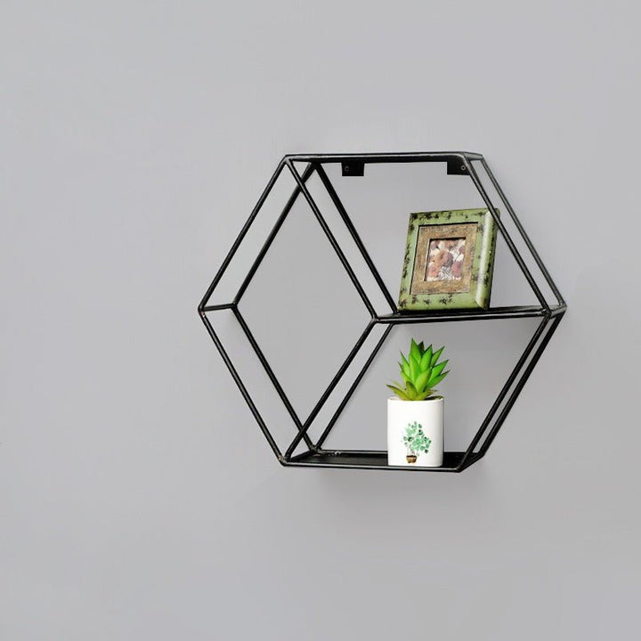 Wall-Mounted "Hexagonal" Floating Metal Storage Shelve Frame Decor - Special | Not Sale FB | Waseeh Pakistan