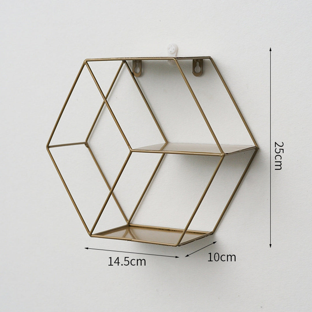 Wall-Mounted "Hexagonal" Floating Metal Storage Shelve Frame Decor - Special | Not Sale FB | Waseeh Pakistan