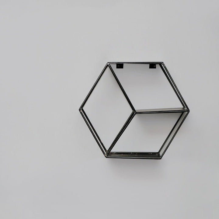 Wall-Mounted "Hexagonal" Floating Metal Storage Shelve Frame Decor - Special | Not Sale FB | Waseeh Pakistan