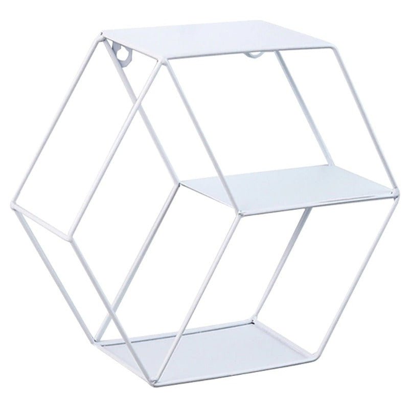 Wall-Mounted "Hexagonal" Floating Metal Storage Shelve Frame Decor - Special | Not Sale FB | Waseeh Pakistan