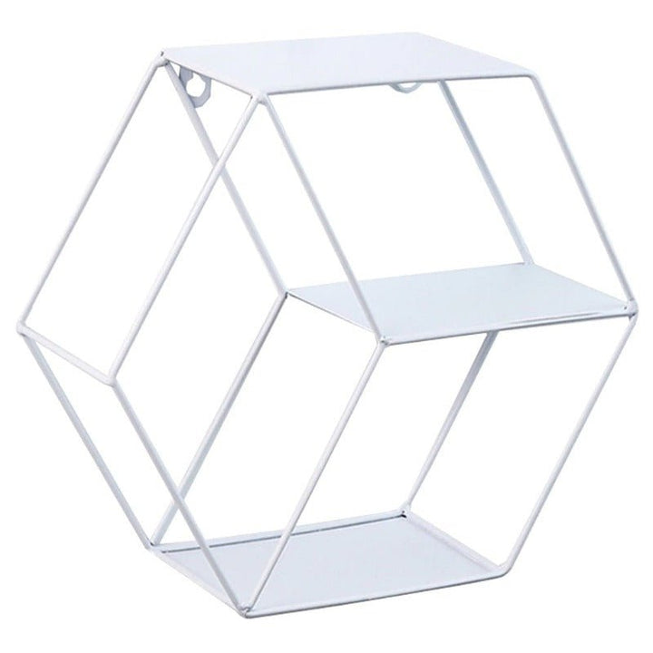 Wall-Mounted "Hexagonal" Floating Metal Storage Shelve Frame Decor - Special | Not Sale FB | Waseeh Pakistan