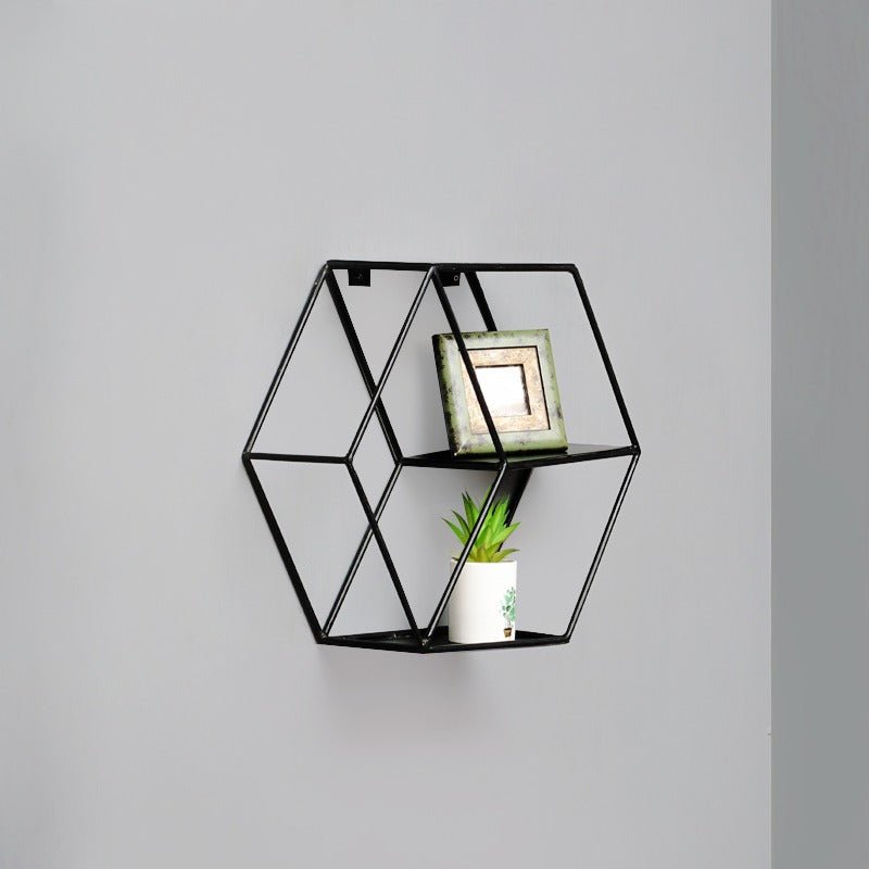 Wall-Mounted "Hexagonal" Floating Metal Storage Shelve Frame Decor - Special | Not Sale FB | Waseeh Pakistan