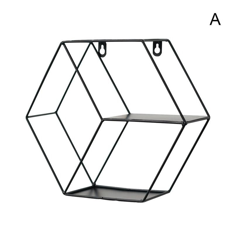Wall-Mounted "Hexagonal" Floating Metal Storage Shelve Frame Decor - Special | Not Sale FB | Waseeh Pakistan