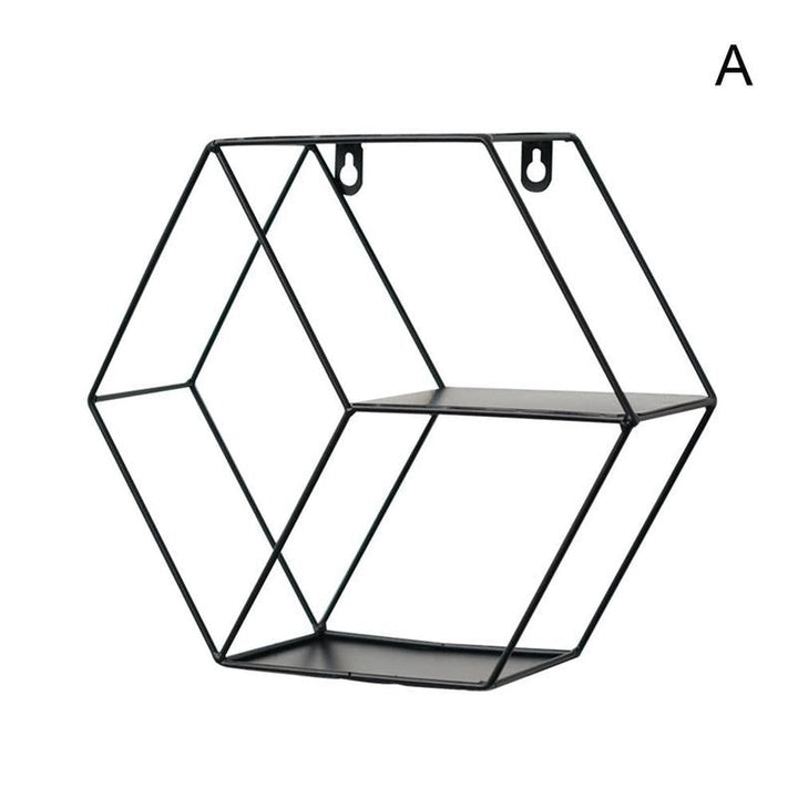 Wall-Mounted "Hexagonal" Floating Metal Storage Shelve Frame Decor - Special | Not Sale FB | Waseeh Pakistan
