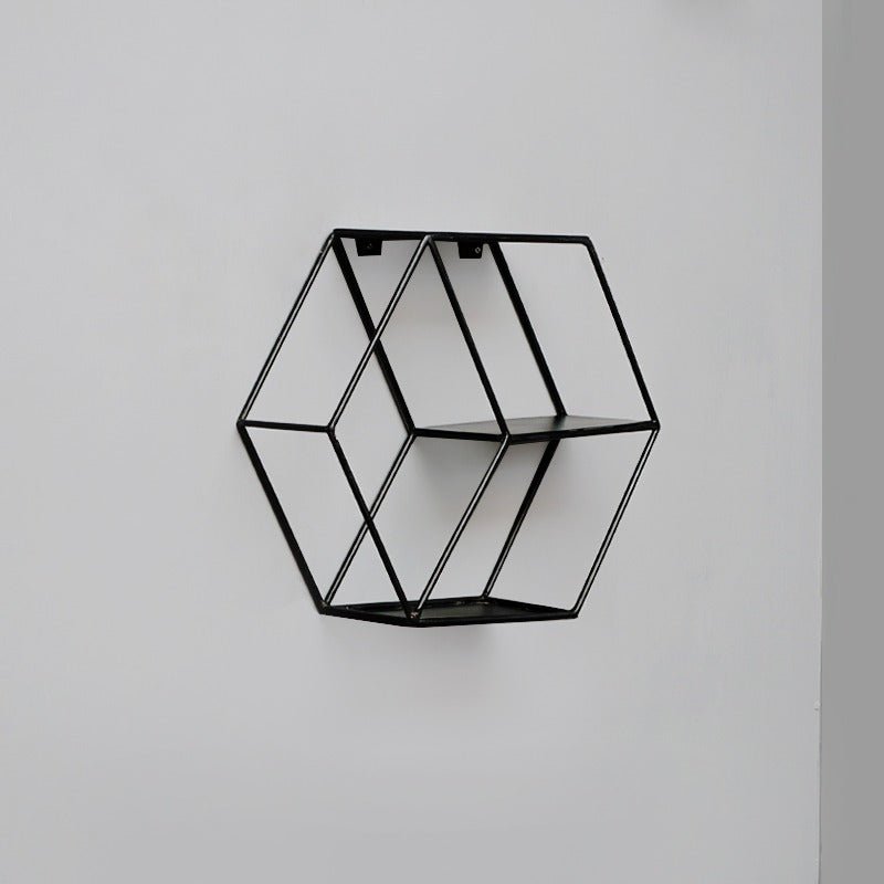 Wall-Mounted "Hexagonal" Floating Metal Storage Shelve Frame Decor - Special | Not Sale FB | Waseeh Pakistan