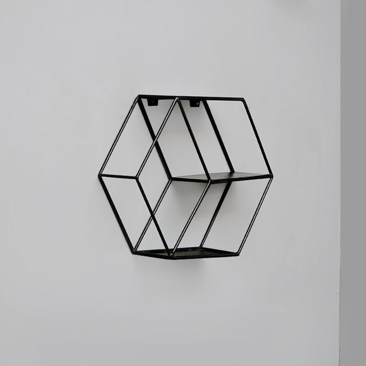 Wall-Mounted "Hexagonal" Floating Metal Storage Shelve Frame Decor - Special | Not Sale FB | Waseeh Pakistan