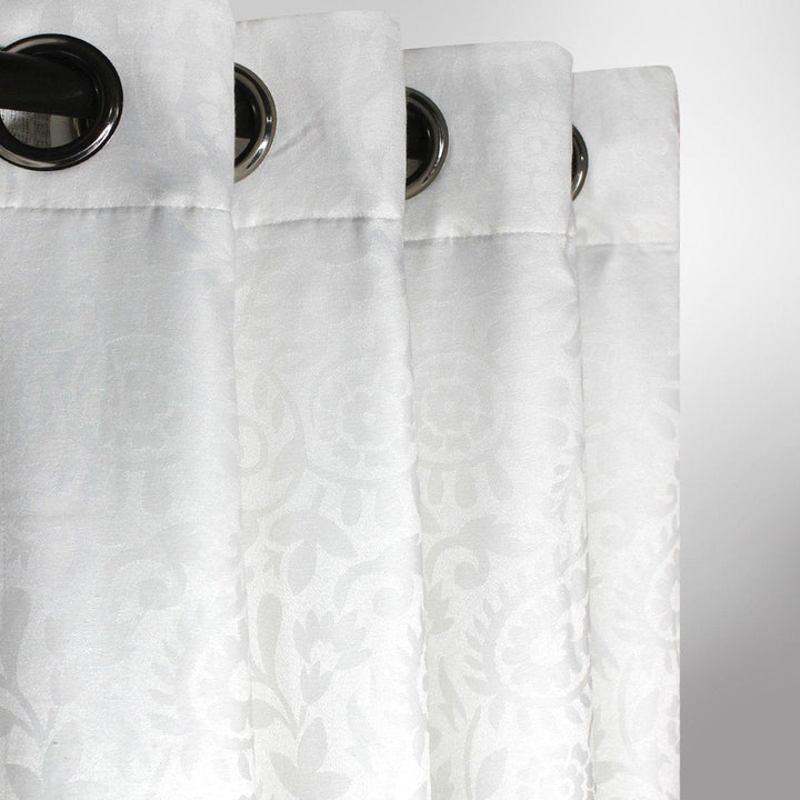 White Patterned - Curtain With Lining - Single Panel - 44" x 96" | Home Décor | Waseeh Pakistan
