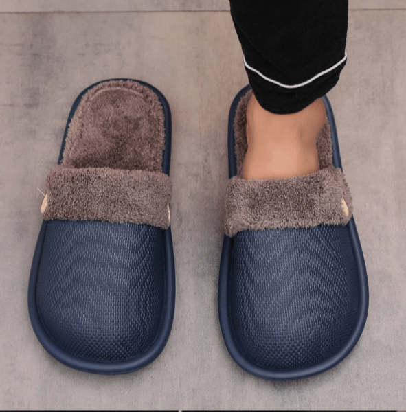 Winter Fur Waterproof Slippers (Blue) | Fashion Point | Waseeh Pakistan