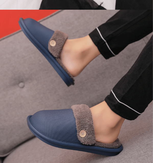 Winter Fur Waterproof Slippers (Blue) | Fashion Point | Waseeh Pakistan
