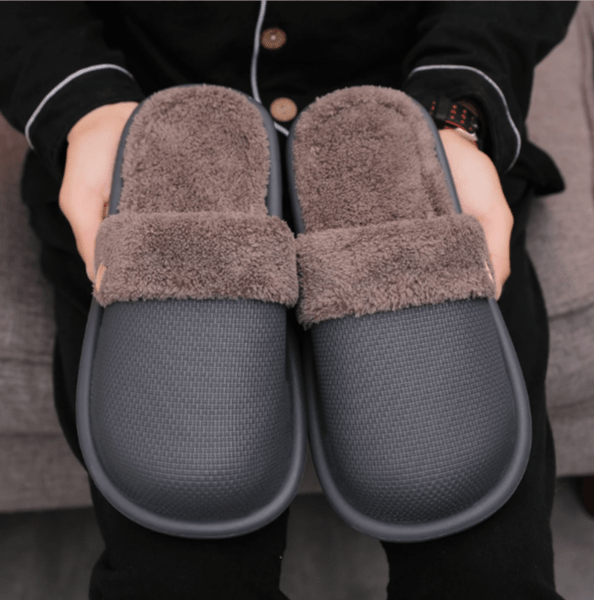 Winter Fur Waterproof Slippers (Grey) | Fashion Point | Waseeh Pakistan