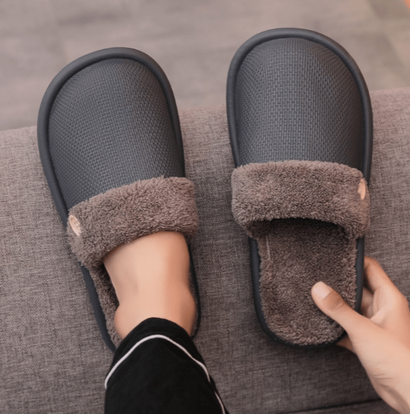Winter Fur Waterproof Slippers (Grey) | Fashion Point | Waseeh Pakistan