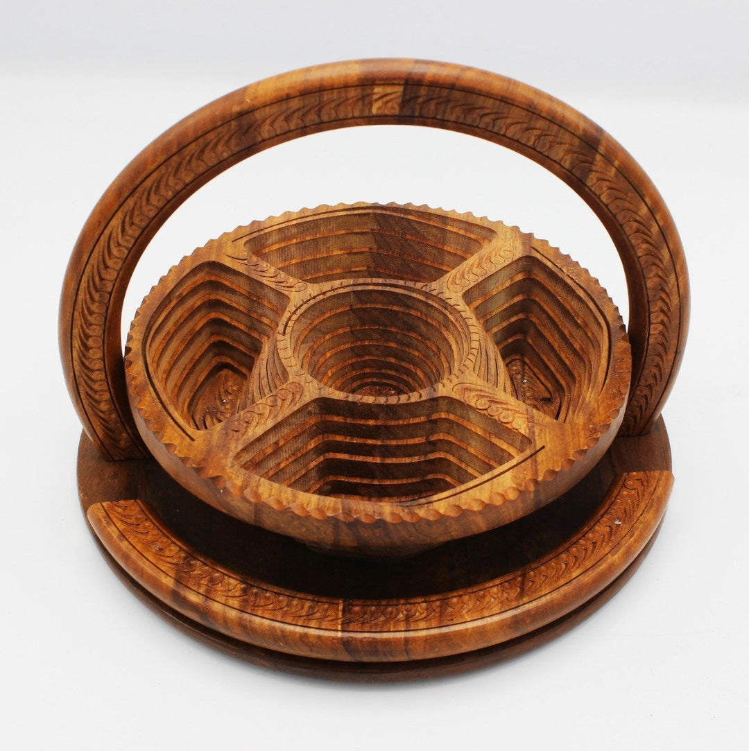 Wooden Fruit Basket - 12" | Wooden Handy Crafts | Waseeh Pakistan