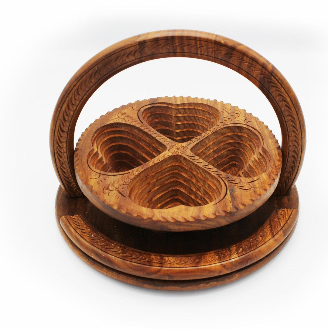 Wooden Fruit Basket - 12" | Wooden Handy Crafts | Waseeh Pakistan