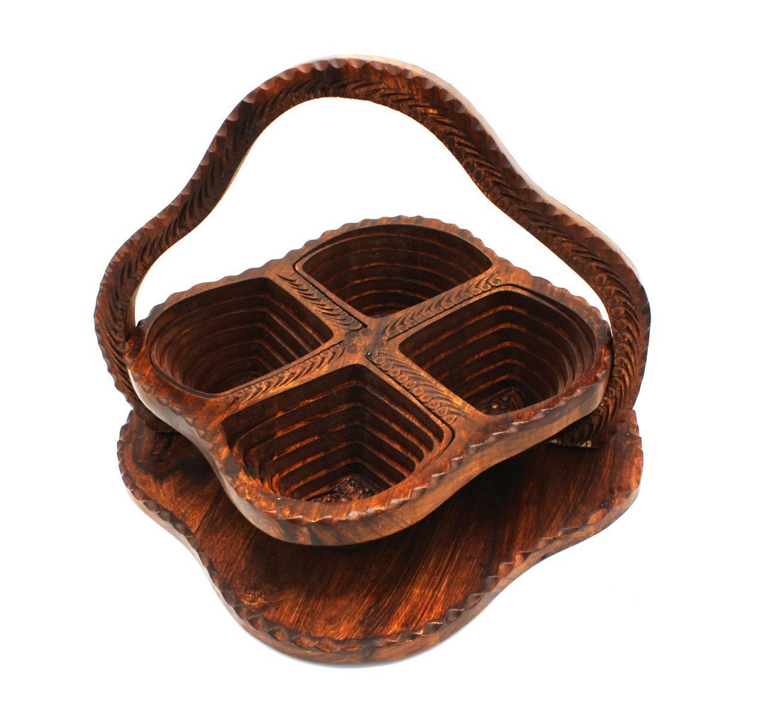 Wooden Fruit Basket - 12" | Wooden Handy Crafts | Waseeh Pakistan