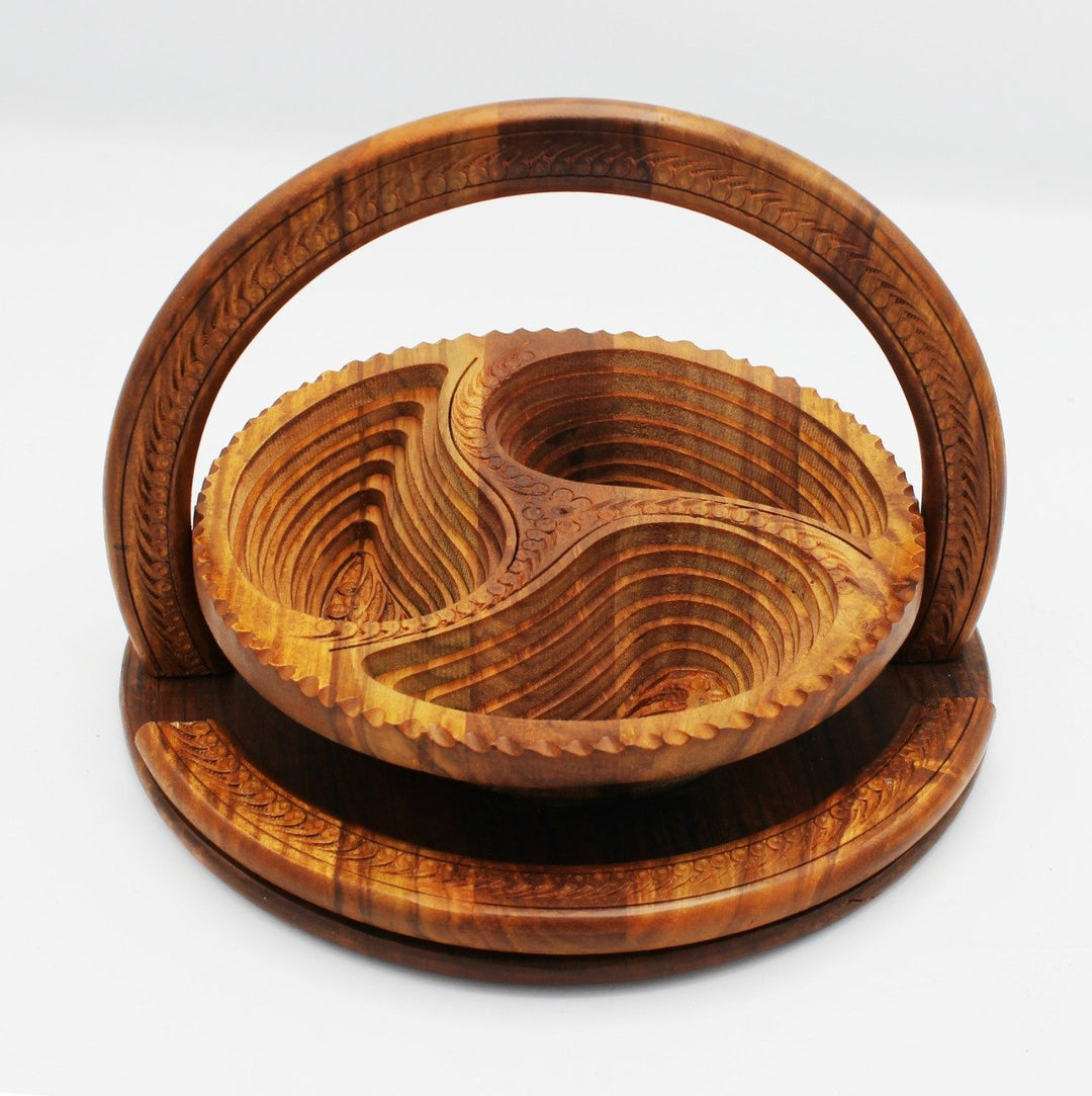 Wooden Fruit Basket - 12" | Wooden Handy Crafts | Waseeh Pakistan