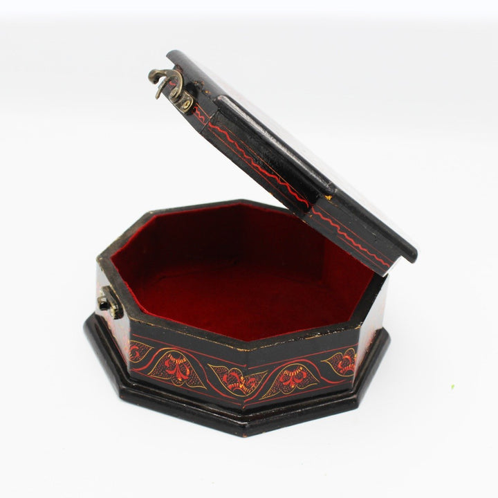 Wooden Hand Made Hexagonal Jewellery Box in Nakshi Art - 6.5" Top | Wooden Handy Crafts | Waseeh Pakistan