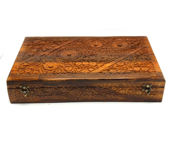 Wooden Hand Made Jewellery Box - Extra Large - Carved - 18" x 12" | Wooden Handy Crafts | Waseeh Pakistan