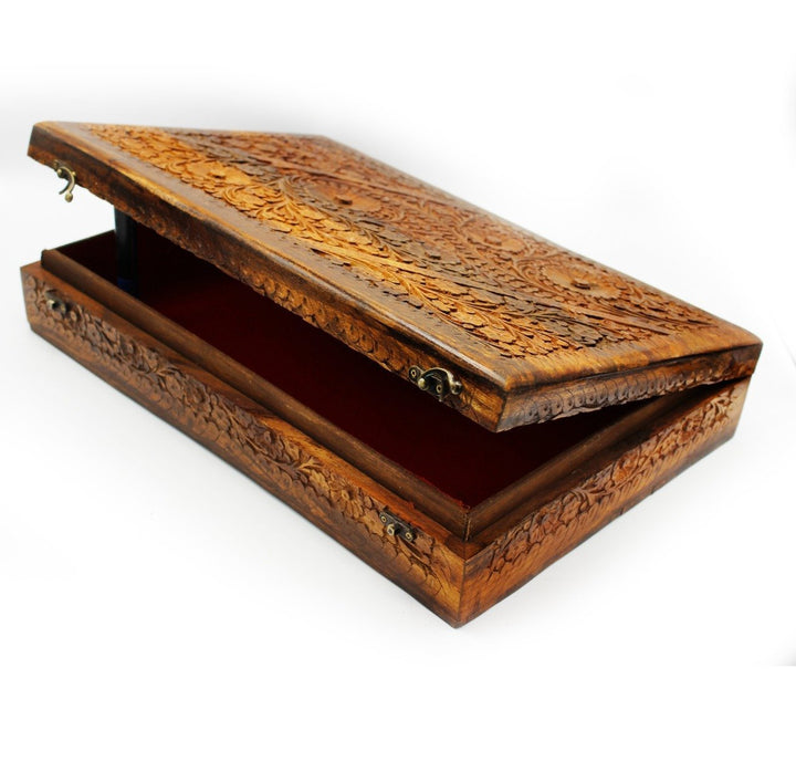 Wooden Hand Made Jewellery Box - Extra Large - Carved - 18" x 12" | Wooden Handy Crafts | Waseeh Pakistan
