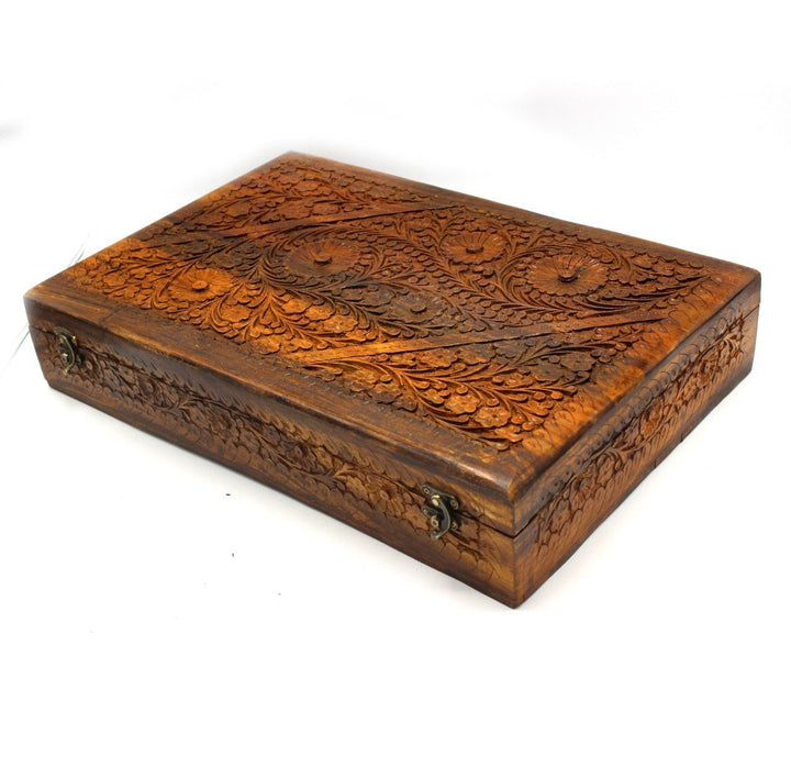 Wooden Hand Made Jewellery Box - Extra Large - Carved - 18" x 12" | Wooden Handy Crafts | Waseeh Pakistan