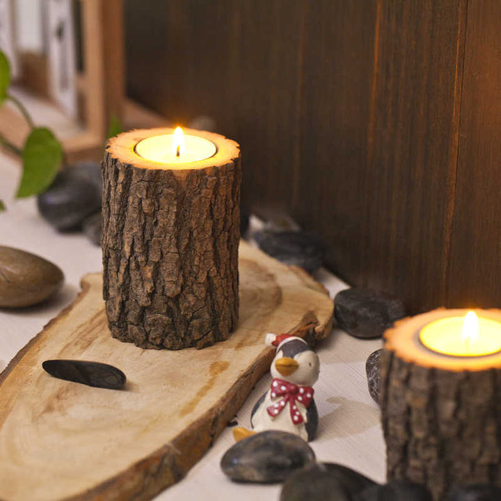Wooden Log Candle Holders (3 Pcs) | Home Décor | Waseeh Pakistan
