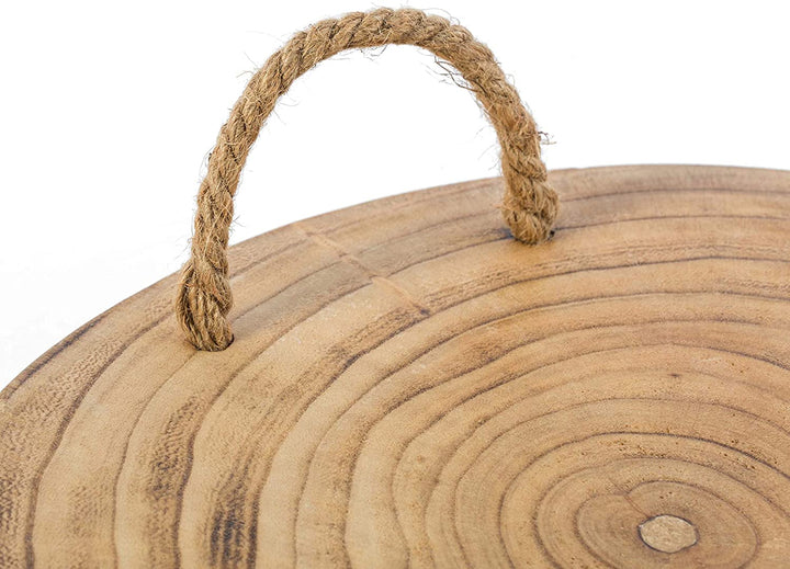Wooden Log Serving Platter Tray with Rope Handles | Not Sale FB | Waseeh Pakistan