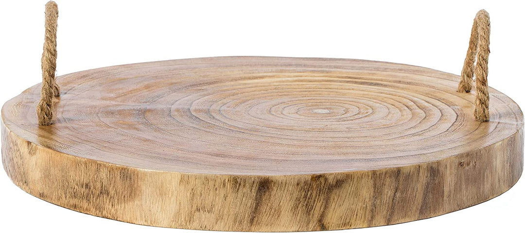 Wooden Log Serving Platter Tray with Rope Handles | Not Sale FB | Waseeh Pakistan