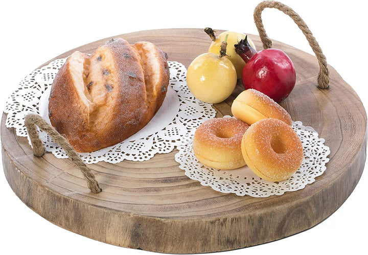 Wooden Log Serving Platter Tray with Rope Handles | Not Sale FB | Waseeh Pakistan