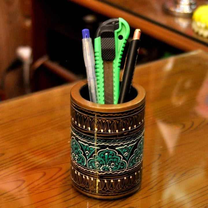 Wooden Pen Holder in Nakshi Art | Wooden Handy Crafts | Waseeh Pakistan