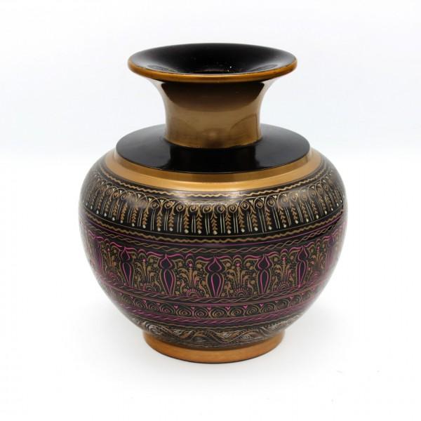 Wooden Pot - Medium - Purple and Golden | Wooden Handy Crafts | Waseeh Pakistan