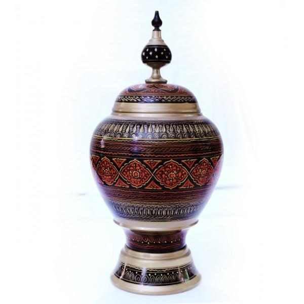Wooden Pot - Nakshi - 11" | Wooden Handy Crafts | Waseeh Pakistan