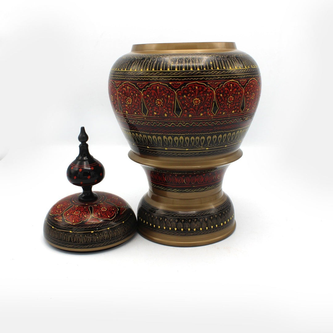 Wooden Pot - Nakshi - Large - 17" | Wooden Handy Crafts | Waseeh Pakistan