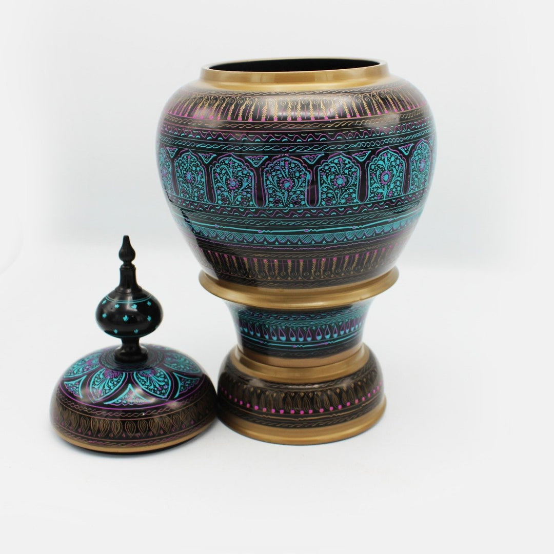 Wooden Pot - Nakshi - Large - 17" | Wooden Handy Crafts | Waseeh Pakistan