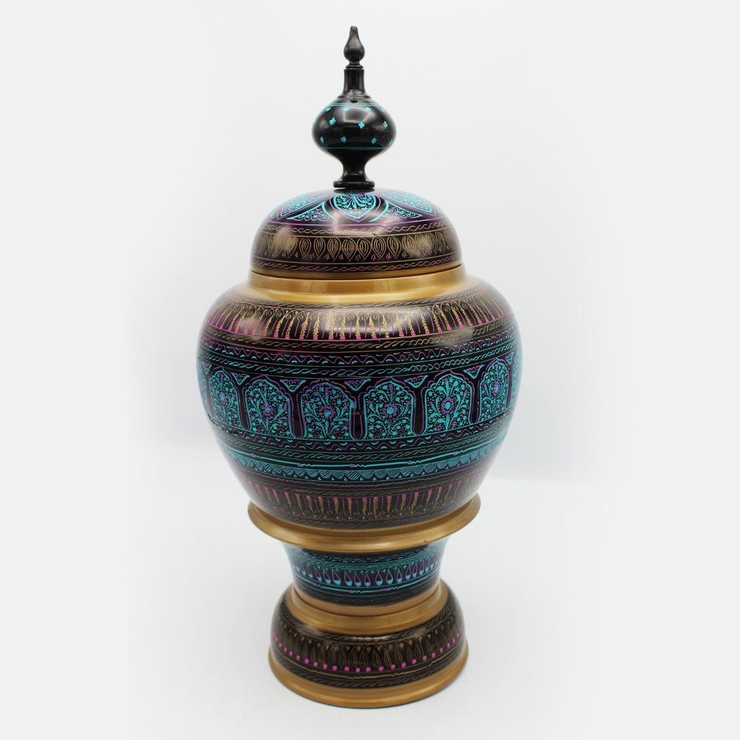 Wooden Pot - Nakshi - Large - 17" | Wooden Handy Crafts | Waseeh Pakistan