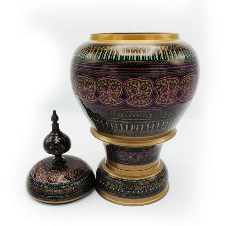 Wooden Pot - Nakshi - Large - 17" | Wooden Handy Crafts | Waseeh Pakistan