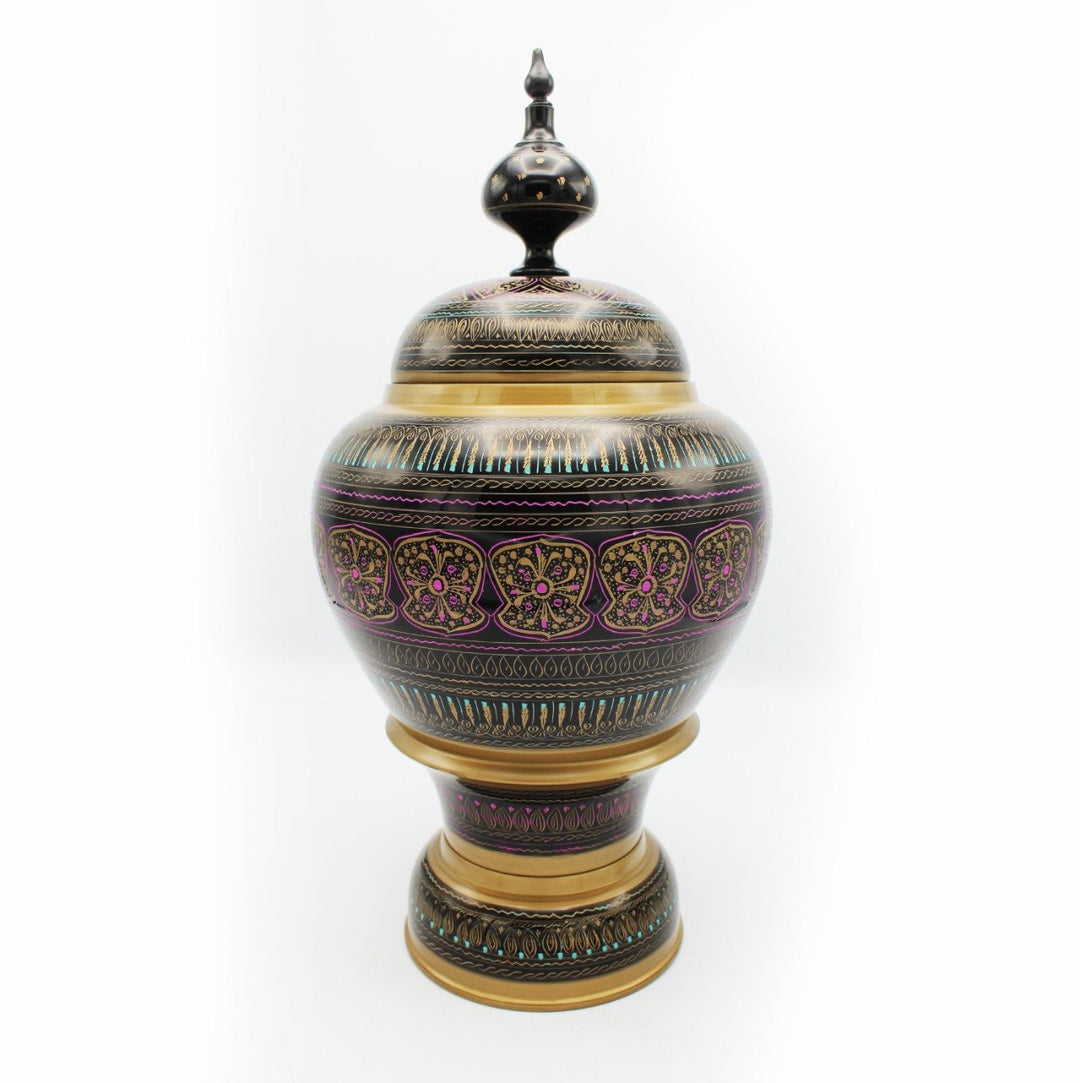 Wooden Pot - Nakshi - Large - 17" | Wooden Handy Crafts | Waseeh Pakistan