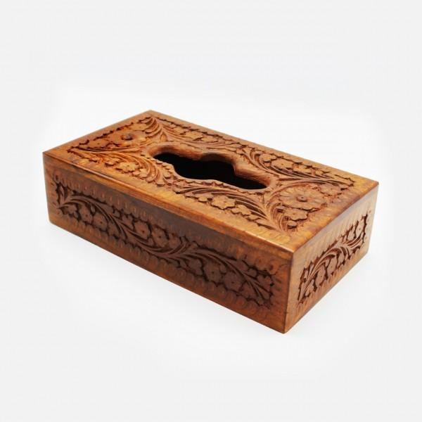 Wooden Tissue Box - Carving - Meticulous - 11" x 6" x 3" | Wooden Handy Crafts | Waseeh Pakistan