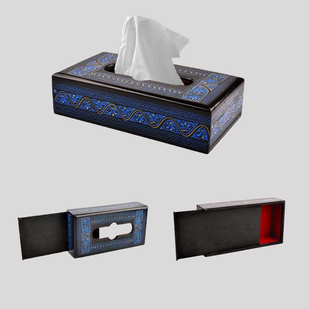 Wooden Tissue Box - Nakshi (Blue) | Home Décor | Waseeh Pakistan