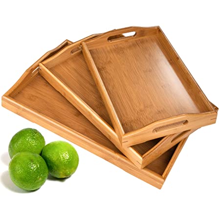 Zagged Bamboo Trays (Pack 3) | kitchen item | Waseeh Pakistan