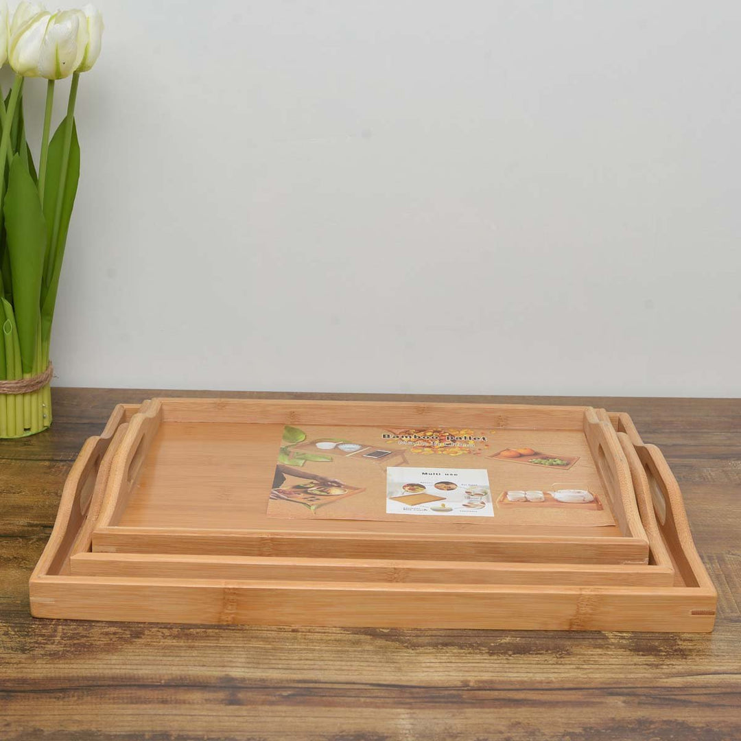 Zagged Bamboo Trays (Pack 3) | kitchen item | Waseeh Pakistan
