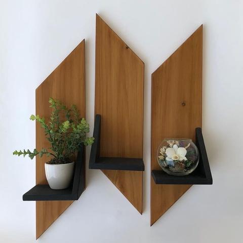 Zik Zac Wooden Lounge Living Room Organizer Shelves Decor (Set of 3) | Furniture | Waseeh Pakistan
